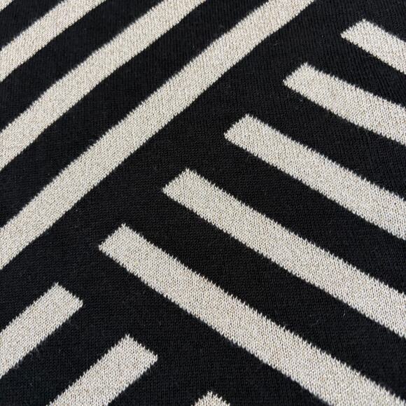 WHBM Women’s sweater tunic length black/cream/gold sparkle stripe. Size L. - Picture 5 of 7